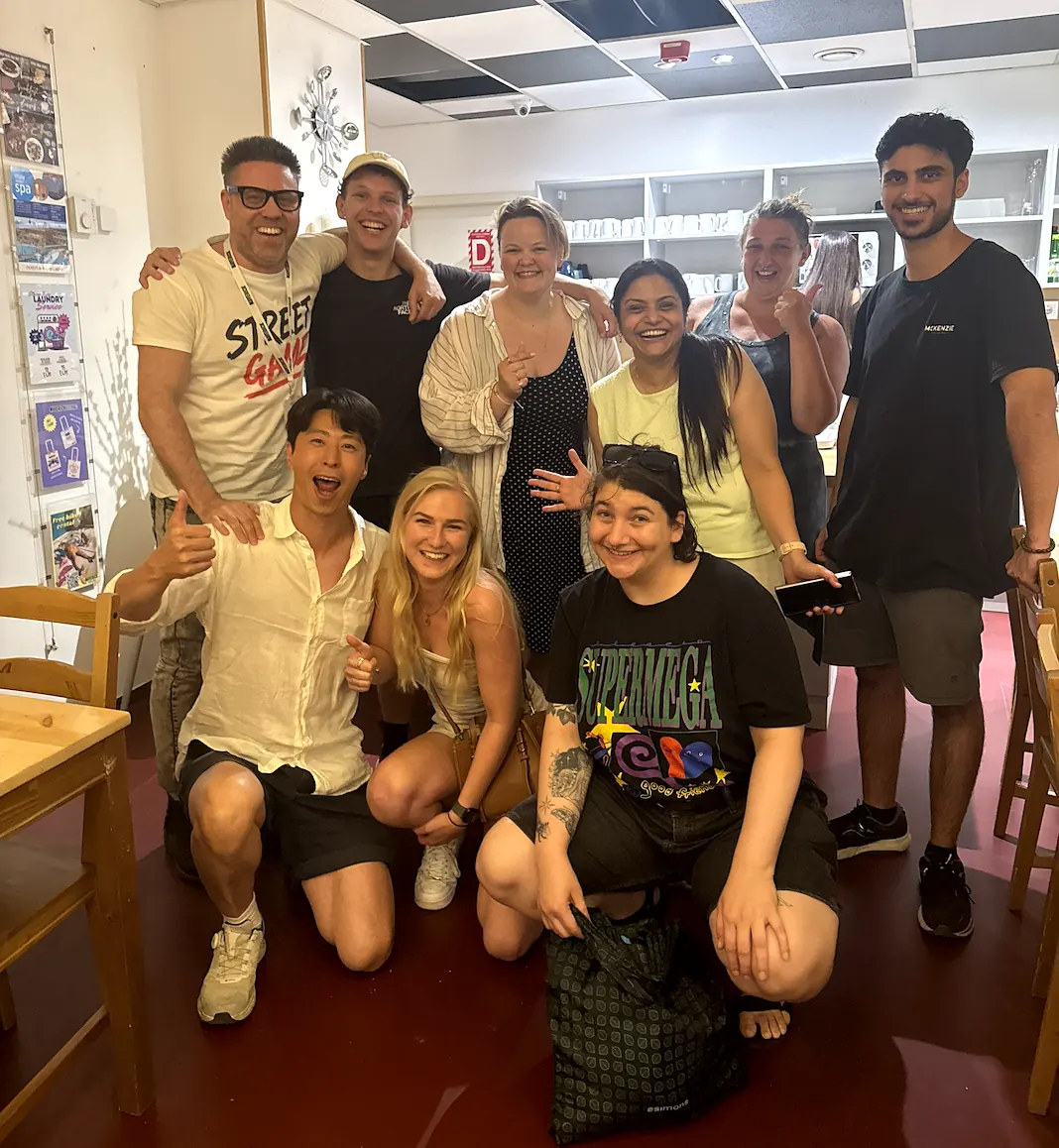 A Street Game team celebrating together in Budapest